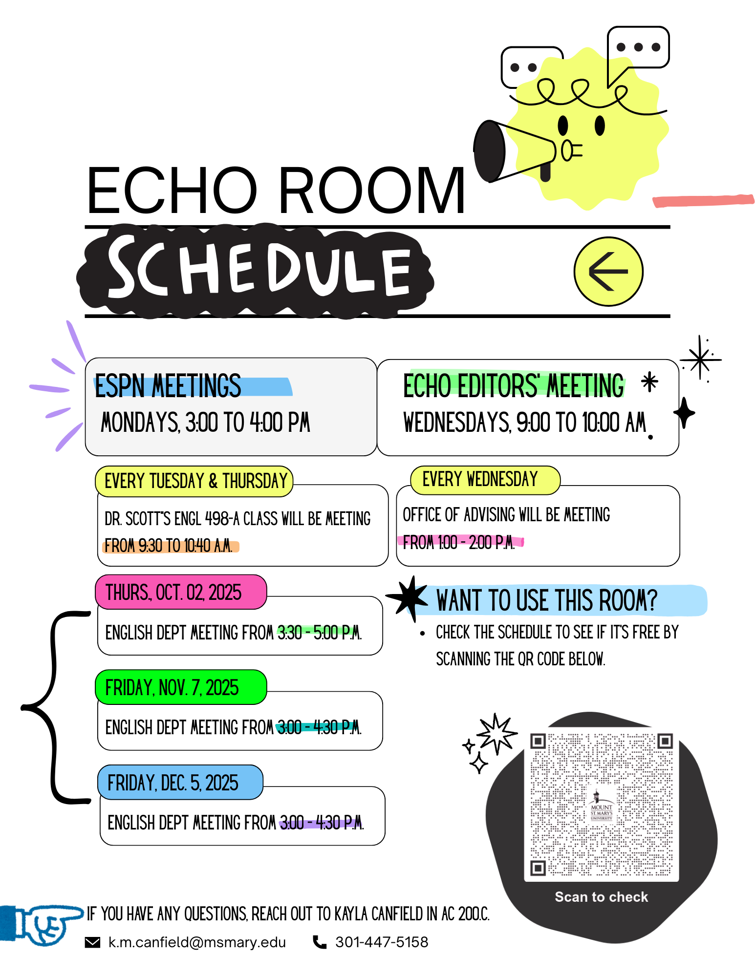 Echo Room Schedule